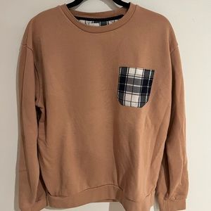Zara Crewneck Sweater with plaid pocket